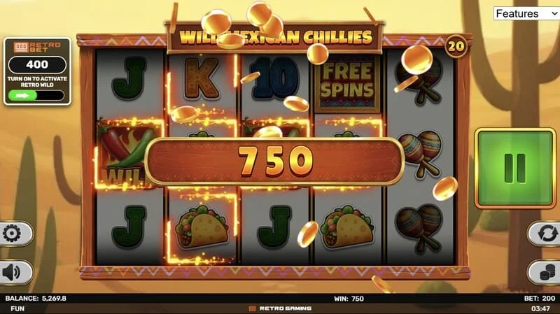 Wild Mexican Chillies - Gioco base, pagamento della linea